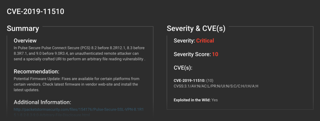 Eclypsium Network and Unmanaged Devices Screenshot CVE-2019-11510 Pulse VPN