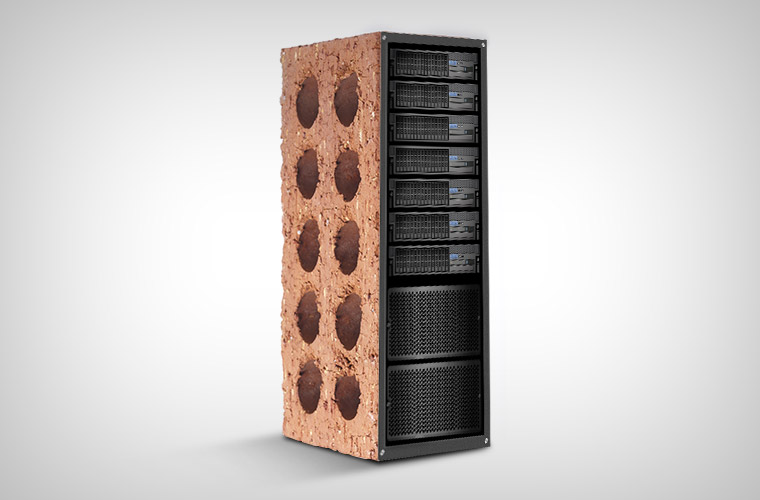 Visualization of a server rack inside a brick
